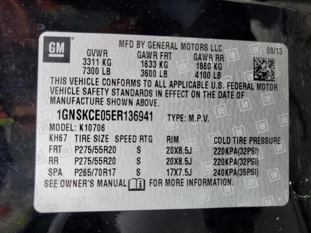 1GNSKCE05ER136941 - 2014 CHEVROLET TAHOE K1500 LTZ BLACK photo 14