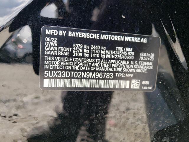 5UX33DT02N9M96783 - 2022 BMW X4 XDRIVE30I BLACK photo 13