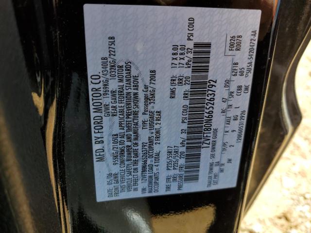 1ZVFT80N665263792 - 2006 FORD MUSTANG BLACK photo 12