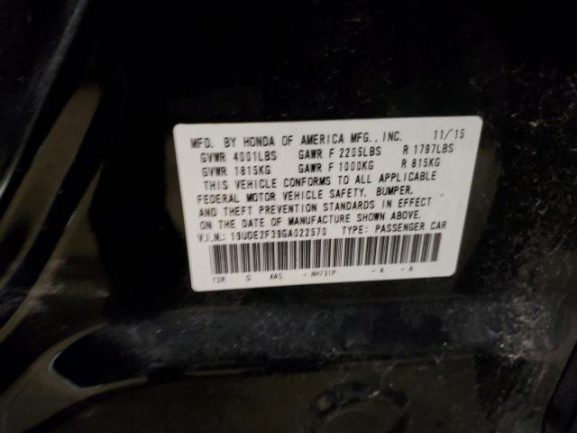 19UDE2F39GA022570 - 2016 ACURA ILX BASE WATCH PLUS BLACK photo 12