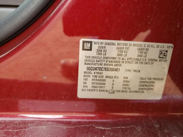 3GCUKTEC7EG399461 - 2014 CHEVROLET SILVERADO K1500 HIGH COUNTRY MAROON photo 12