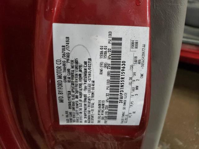 3FAFP31N55R159630 - 2005 FORD FOCUS ZX3 RED photo 12