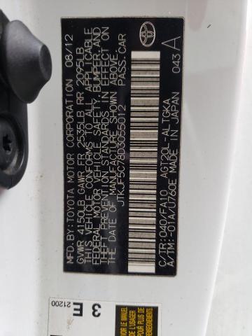 JTKJF5C78D3055012 - 2013 TOYOTA SCION TC 白色 照片 12