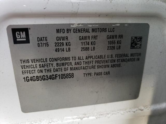 1G4GB5G34GF105858 - 2016 BUICK LACROSSE WHITE photo 13