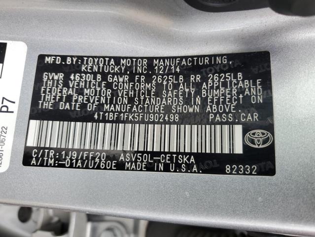 4T1BF1FK5FU902498 - 2015 TOYOTA CAMRY LE SILVER photo 12