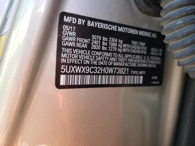 5UXWX9C32H0W73821 - 2017 BMW X3 XDRIVE28I SILVER photo 12