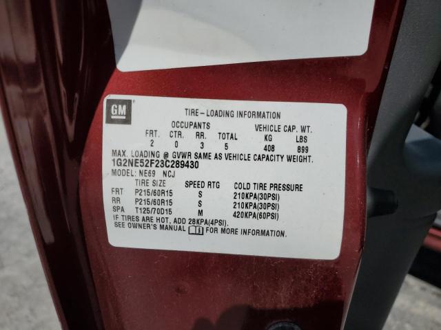 1G2NE52F23C289430 - 2003 PONTIAC GRAND AM SE MAROON photo 13