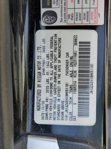 JN1AZ4EH1BM551181 - 2011 NISSAN 370Z BASE BLACK photo 12