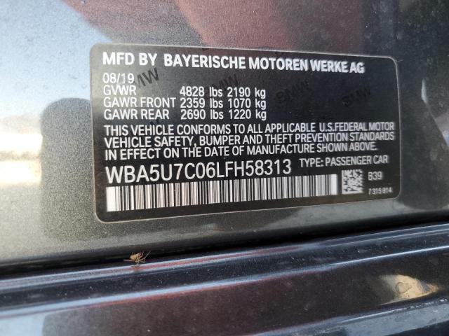 WBA5U7C06LFH58313 - 2020 BMW M340I GRAY photo 12