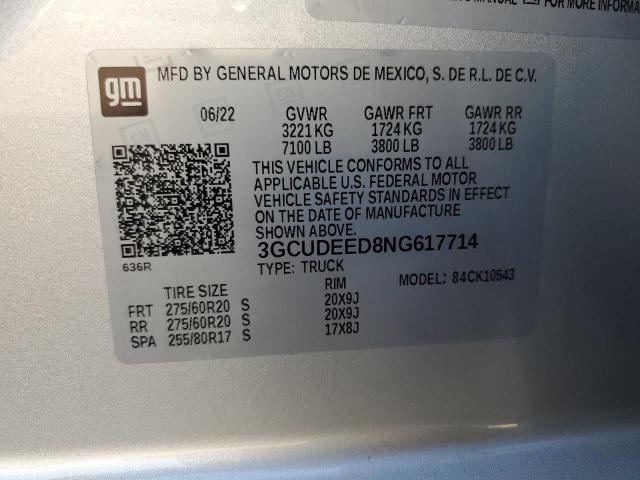 3GCUDEED8NG617714 - 2022 CHEVROLET SILVERADO K1500 RST SILVER photo 12