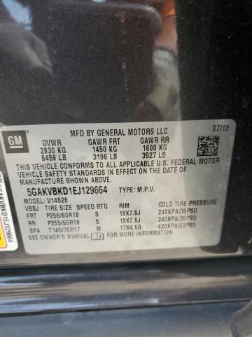 5GAKVBKD1EJ129664 - 2014 BUICK ENCLAVE GRAY photo 12