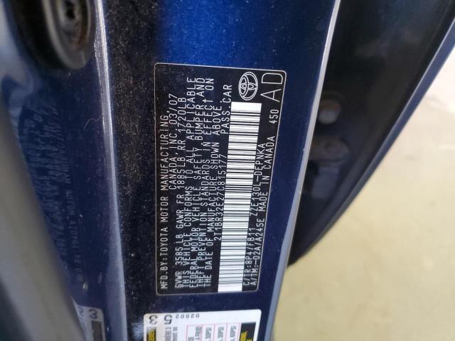 2T1BR32E27C815177 - 2007 TOYOTA COROLLA CE BLUE photo 12