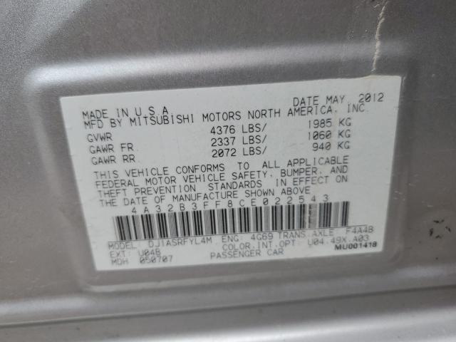 4A32B3FF8CE022543 - 2012 MITSUBISHI GALANT ES SILVER photo 12