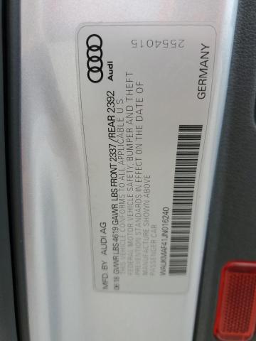 WAUKMAF41JN016240 - 2018 AUDI A4 PREMIUM SILVER photo 12