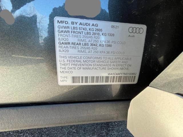 WA1C4AFY7M2103652 - 2021 AUDI SQ5 PRESTIGE GRAY photo 10