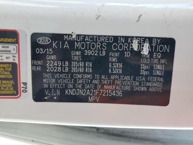 KNDJN2A21F7215436 - 2015 KIA SOUL WHITE photo 13