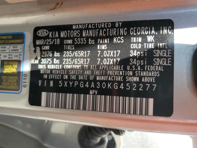 5XYPG4A30KG452277 - 2019 KIA SORENTO L SILVER photo 13