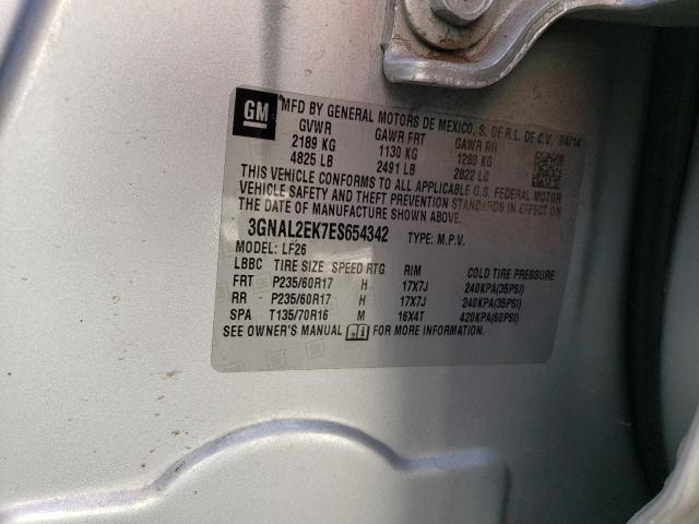 3GNAL2EK7ES654342 - 2014 CHEVROLET CAPTIVA LS 银色 照片 12