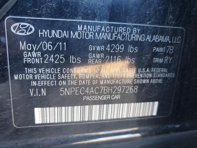 5NPEC4AC7BH297268 - 2011 HYUNDAI SONATA SE BLACK photo 12