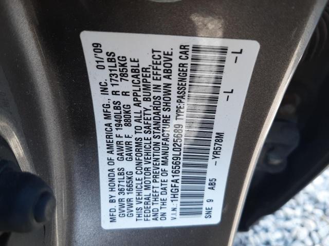 1HGFA16569L025689 - 2009 HONDA CIVIC LX GRAY photo 13