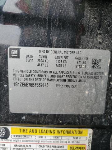 1G1ZE5E76BF369143 - 2011 CHEVROLET MALIBU LTZ შავი ფოტო 12