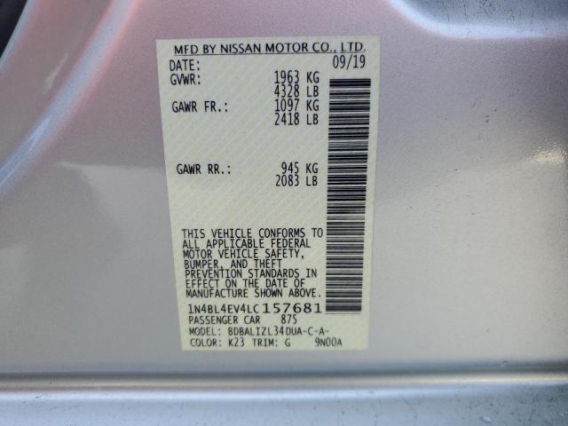 1N4BL4EV4LC157681 - 2020 NISSAN ALTIMA SL SILVER photo 13