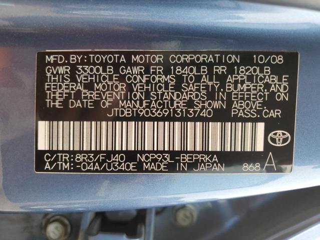 JTDBT903691313740 - 2009 TOYOTA YARIS BLUE photo 12