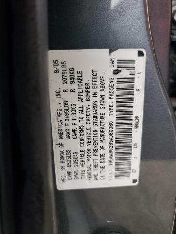 19UUA66285A080080 - 2005 ACURA TL GRAY photo 12