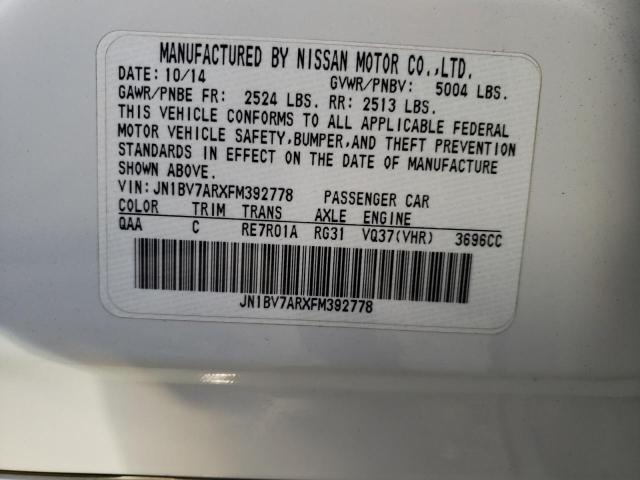 JN1BV7ARXFM392778 - 2015 INFINITI Q50 BASE WHITE photo 12