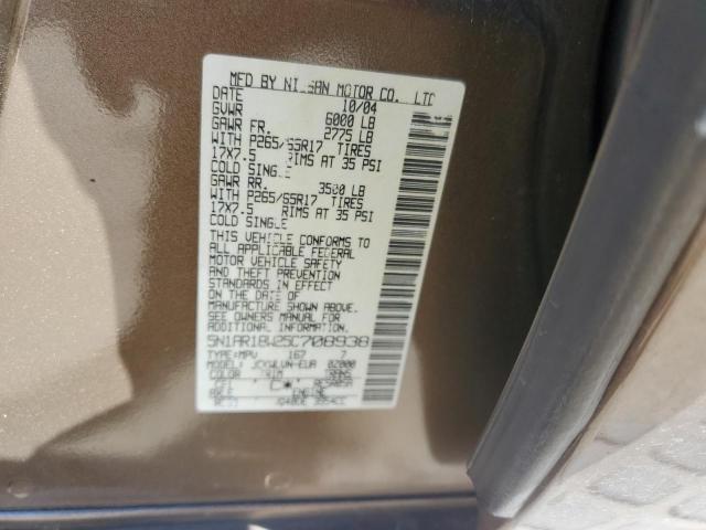 5N1AR18W25C708938 - 2005 NISSAN PATHFINDER LE 棕色 照片 13