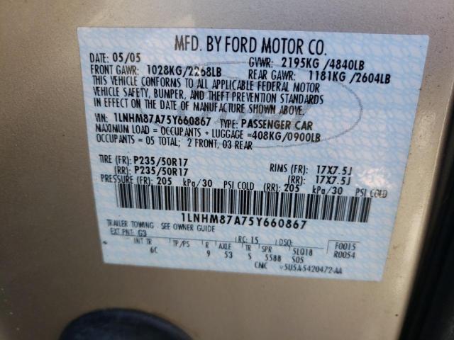 1LNHM87A75Y660867 - 2005 LINCOLN LS 金色 照片 12