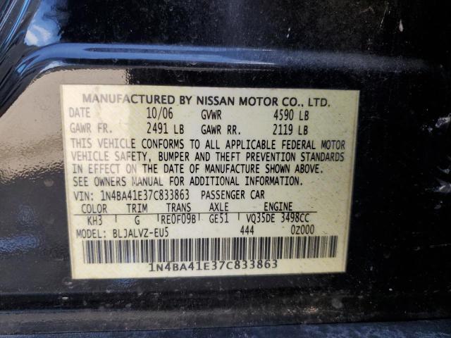 1N4BA41E37C833863 - 2007 NISSAN MAXIMA SE BLACK photo 12