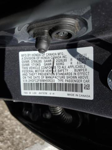 2HGFC2F88MH508293 - 2021 HONDA CIVIC SPORT 石墨色 照片 12