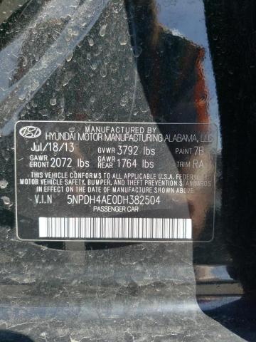 5NPDH4AE0DH382504 - 2013 HYUNDAI ELANTRA GLS BLACK photo 12