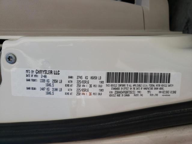 2D8HN54P68R726151 - 2008 DODGE CARAVAN SXT WHITE photo 13