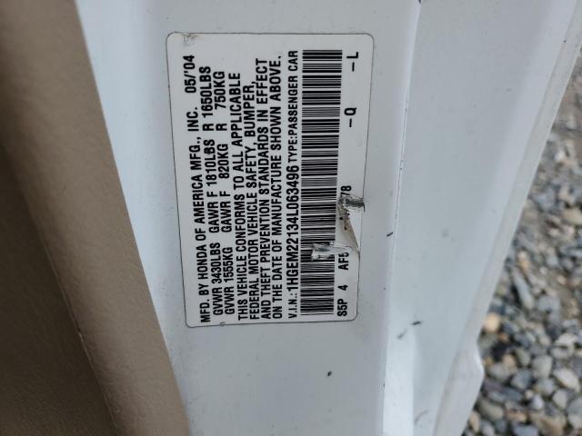 1HGEM22134L063496 - 2004 HONDA CIVIC DX VP Ağ foto 12