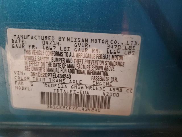 3N1CE2CP7EL434240 - 2014 NISSAN VERSA NOTE S BLUE photo 13