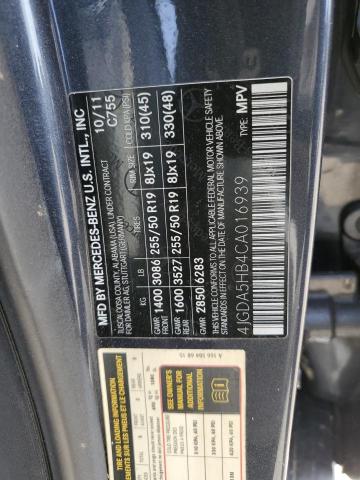 4JGDA5HB4CA016939 - 2012 MERCEDES-BENZ ML 350 4MATIC GRAY photo 13