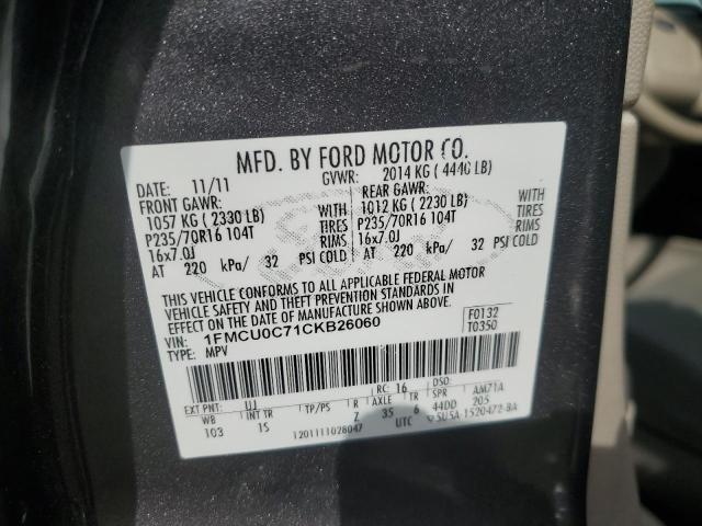 1FMCU0C71CKB26060 - 2012 FORD ESCAPE XLS GRAY photo 12