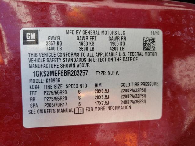 1GKS2MEF6BR203257 - 2011 GMC YUKON XL DENALI MAROON photo 13