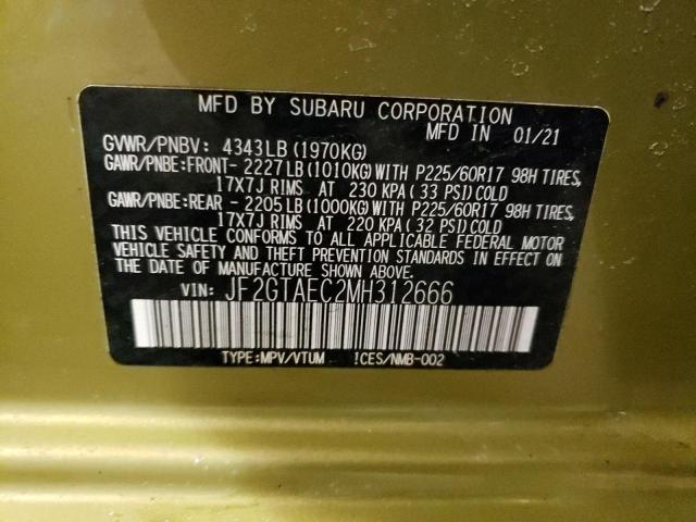 JF2GTAEC2MH312666 - 2021 SUBARU CROSSTREK PREMIUM 绿色 照片 14