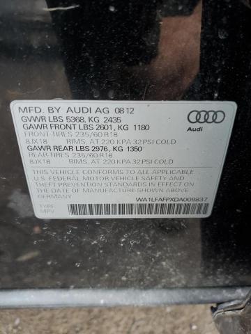 WA1LFAFPXDA009837 - 2013 AUDI Q5 PREMIUM PLUS BLACK photo 12