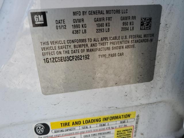 1G1ZC5EU3CF262192 - 2012 CHEVROLET MALIBU 1LT WHITE photo 12