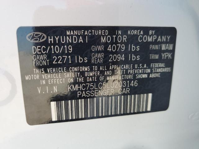 KMHC75LC5LU203146 - 2020 HYUNDAI IONIQ SE WHITE photo 13