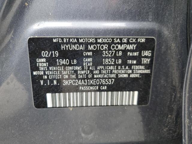 3KPC24A31KE076537 - 2019 HYUNDAI ACCENT SE GRAY photo 12