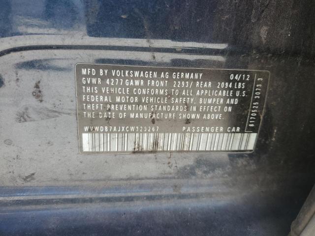 WVWDB7AJXCW329267 - 2012 VOLKSWAGEN GOLF ლურჯი ფოტო 12
