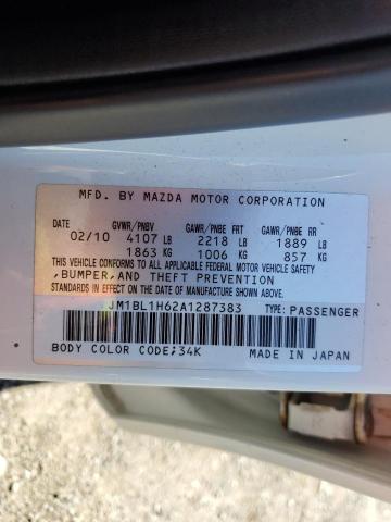 JM1BL1H62A1287383 - 2010 MAZDA 3 S WHITE photo 12