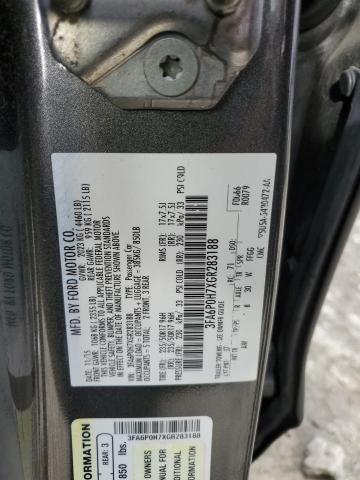 3FA6P0H7XGR283188 - 2016 FORD FUSION SE GRAY photo 12