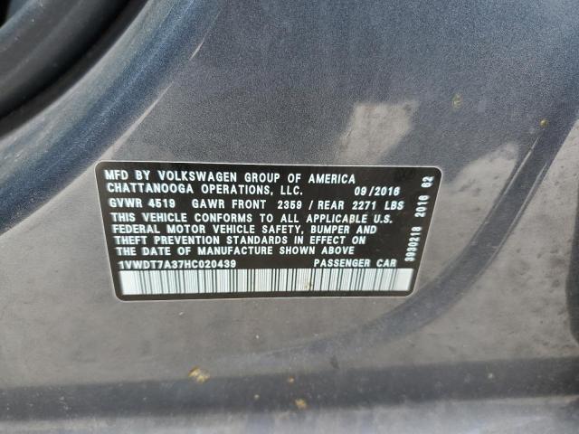 1VWDT7A37HC020439 - 2017 VOLKSWAGEN PASSAT R-LINE Boz foto 12