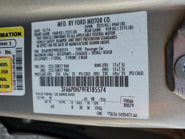 3FA6P0H79FR185574 - 2015 FORD FUSION SE SILVER photo 13